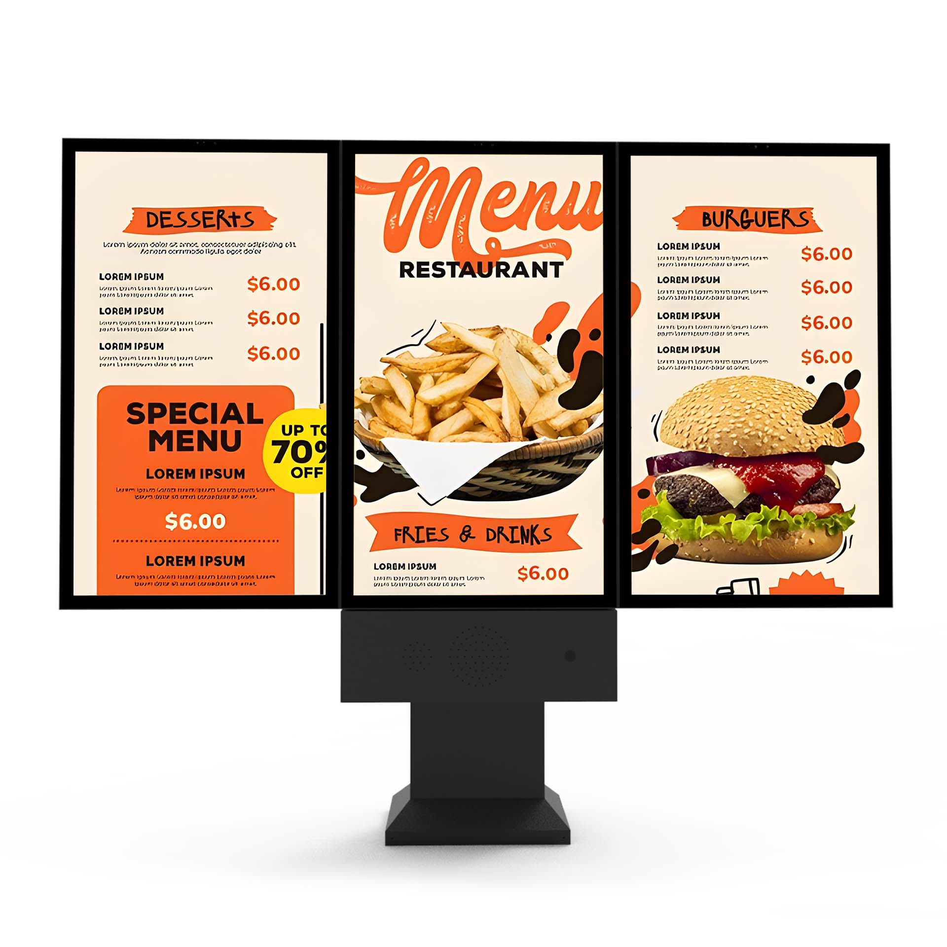 Placas de menu digital Drive-Thru ao ar livre