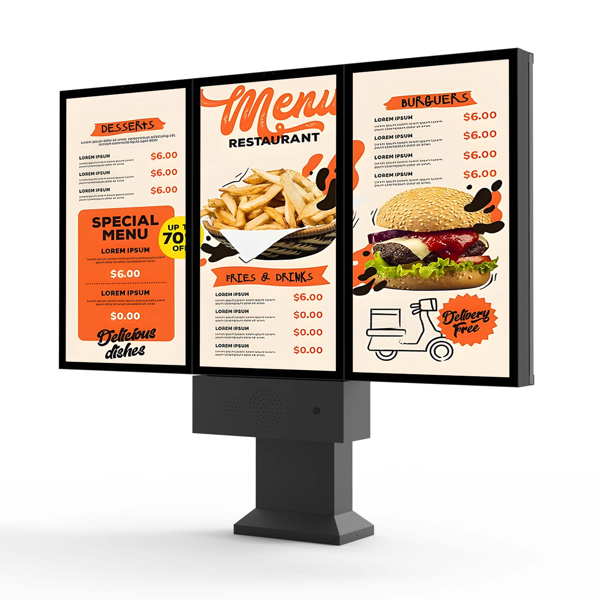 Placas de menu digital Drive-Thru ao ar livre