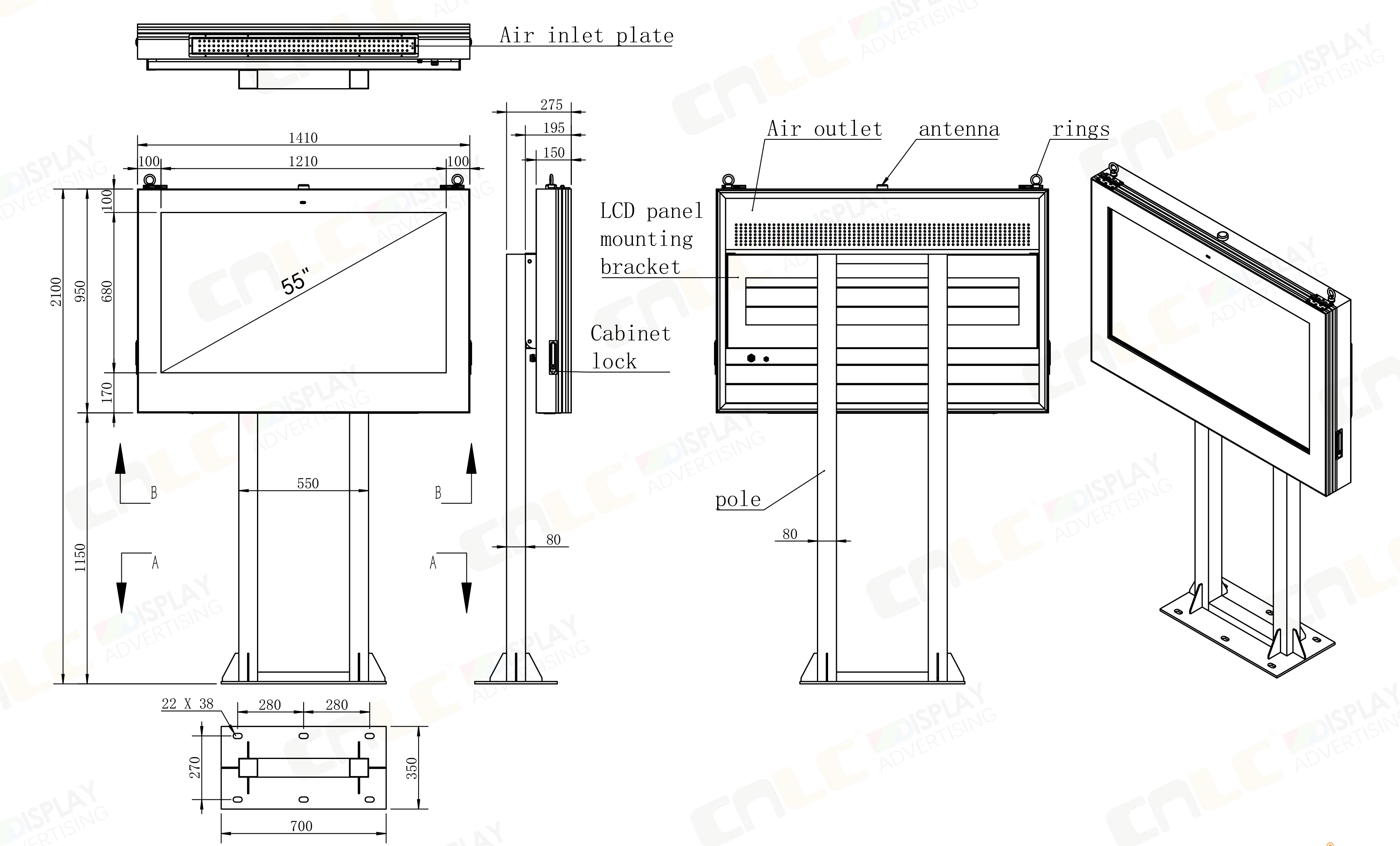 Durable outdoor LCD digital billboard with IK10 Certified