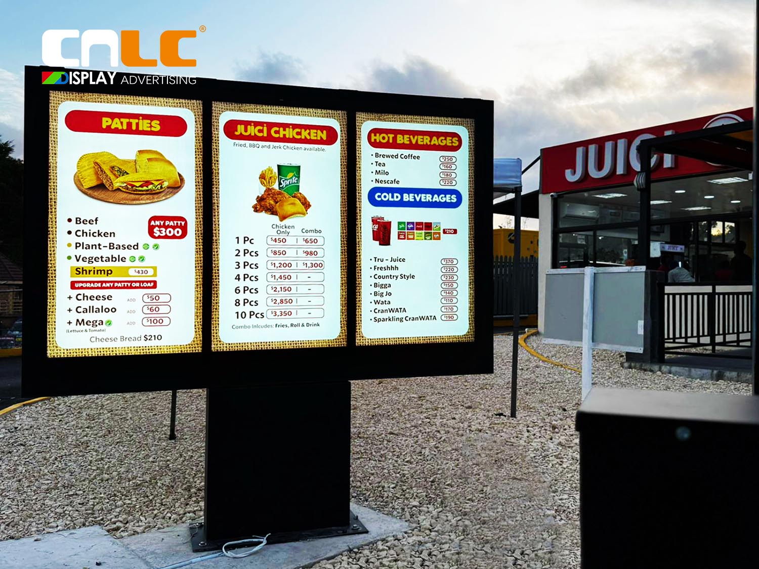 Drive-Thru Digital Menu Board installed at a restaurant in North America