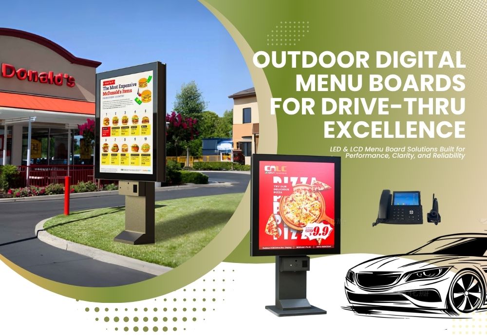 Painel de cardápio digital drive-thru