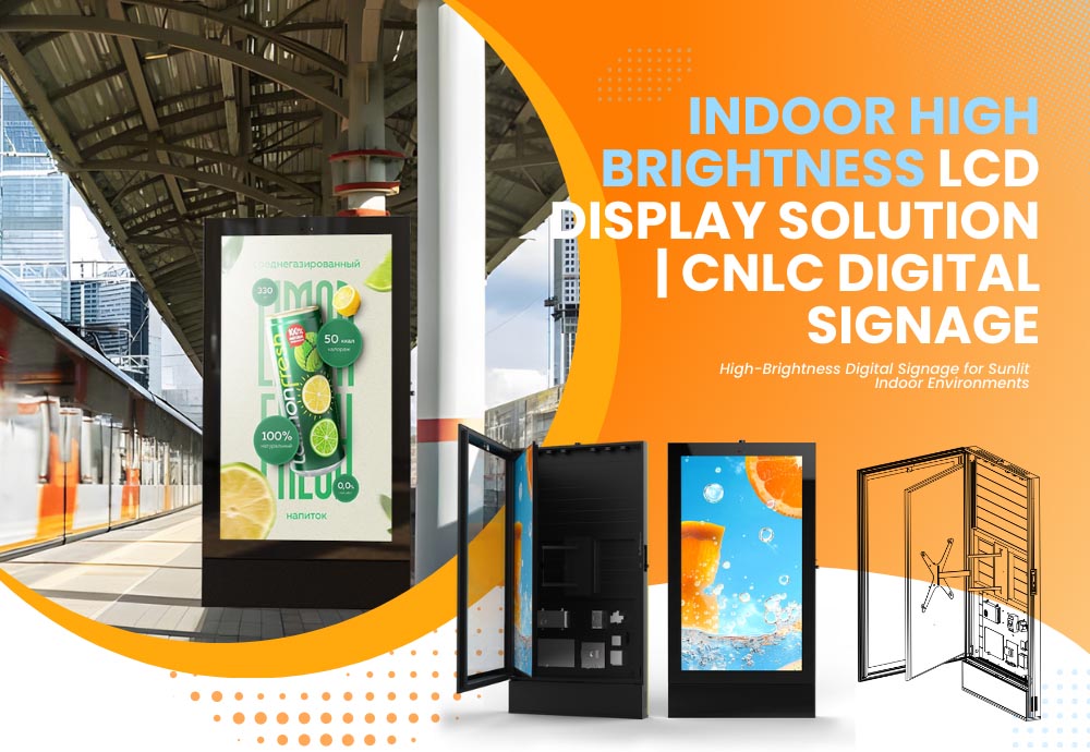 Sinalização digital LCD interna de alto brilho