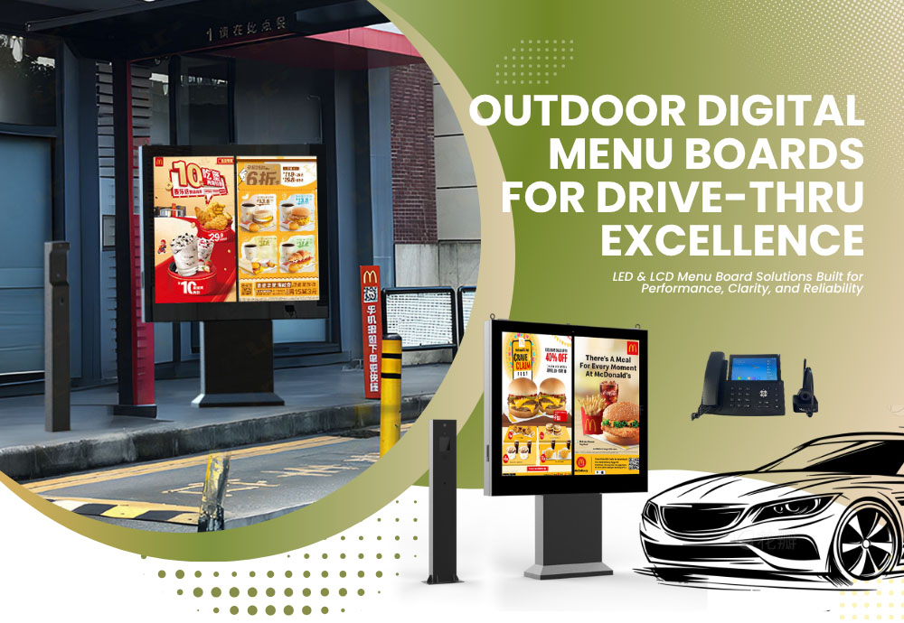 Painel de cardápio digital drive-thru