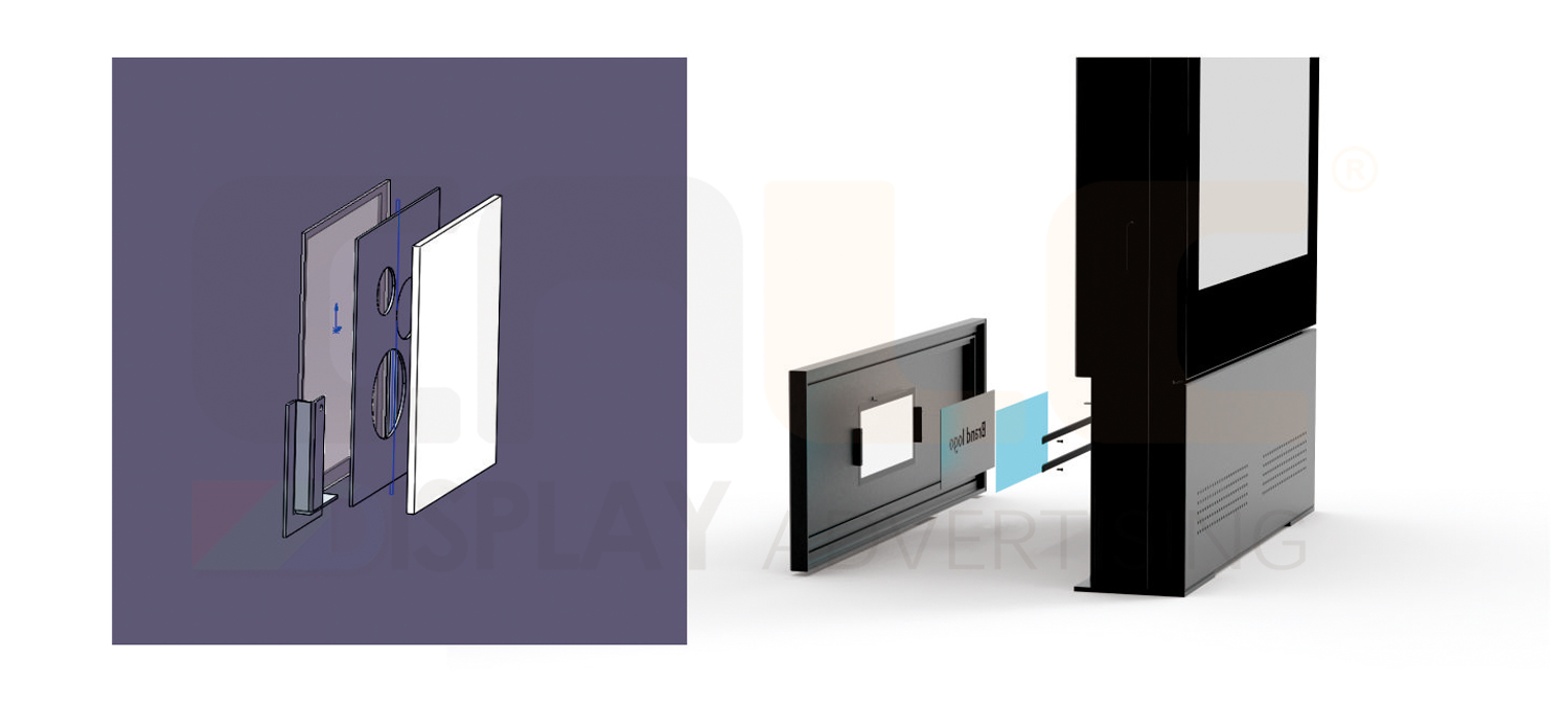 Exploded view of CNLC digital display logo panel