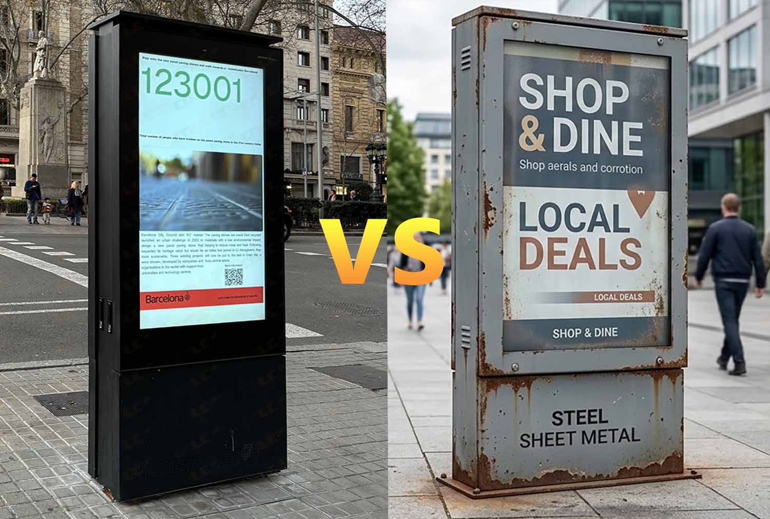 Aluminum vs steel cabinet comparison for outdoor digital signage