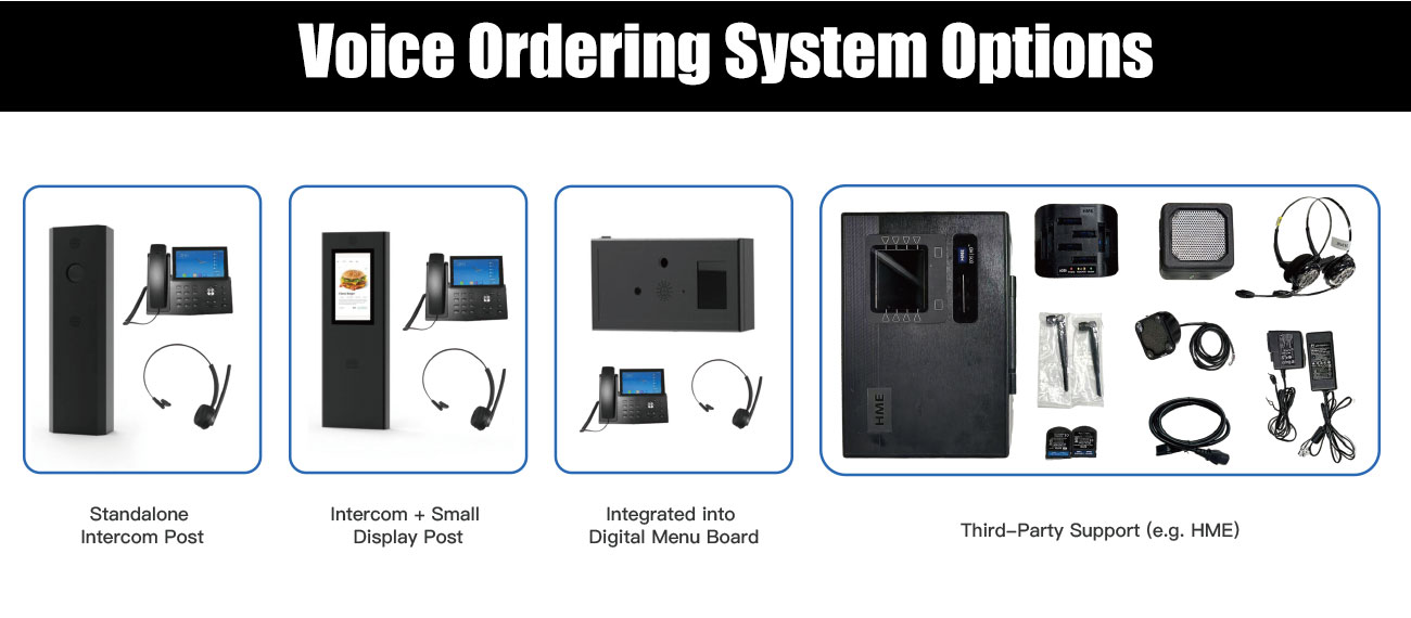 Voice Ordering System Option Voice ordering system option for drive-thru digital menu board providing convenient hands-free ordering