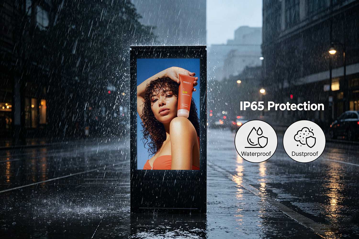 IP65 outdoor LED totem display waterproof and dustproof for all weather digital signage applications