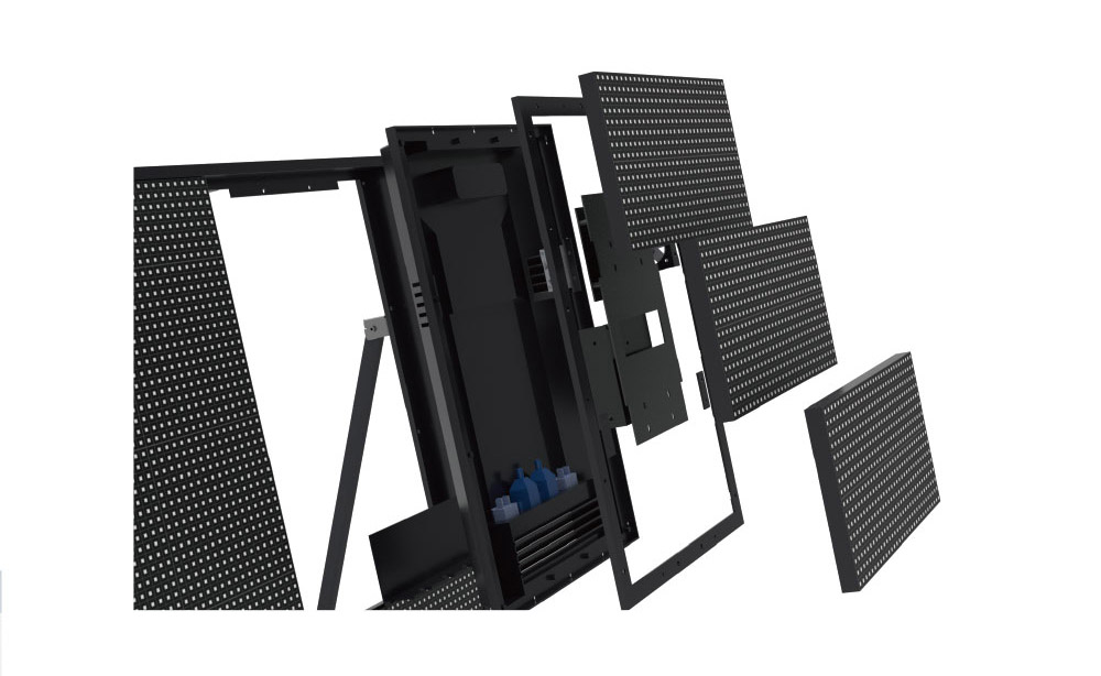 Exploded view of front service LED module structure designed for easy maintenance and reliable performance