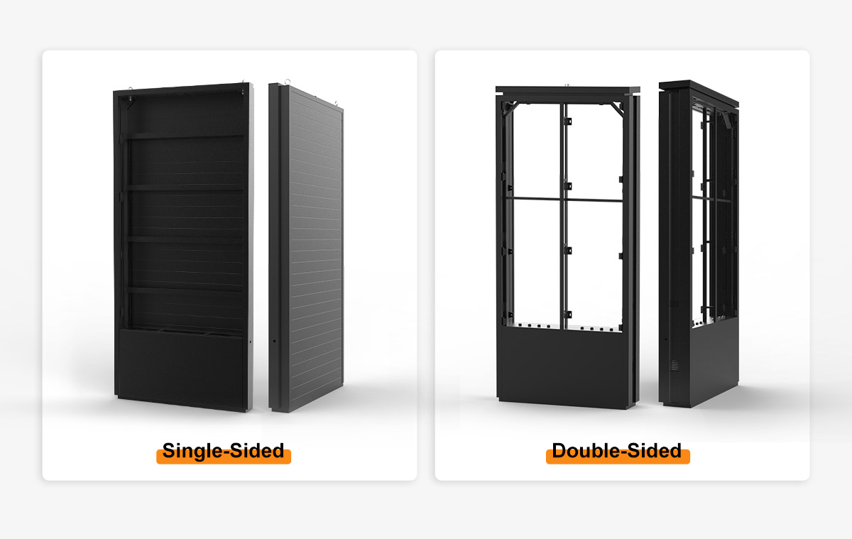 Flexible Display Configurations for LED Enclosure Systems Outdoor LED display enclosure available in single sided and double sided configurations