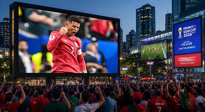 Copa do Mundo de 2026: Como os painéis digitais de LED/LCD para ambientes externos transformam o fluxo de torcedores em valor publicitário para as marcas