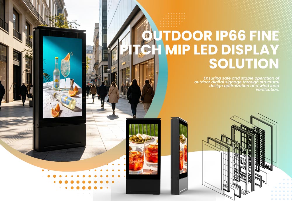 Solução de display LED MIP de passo fino IP66 para exteriores