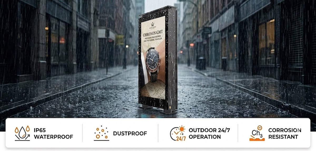 IP65 outdoor MIP LED display built for continuous all-weather performance