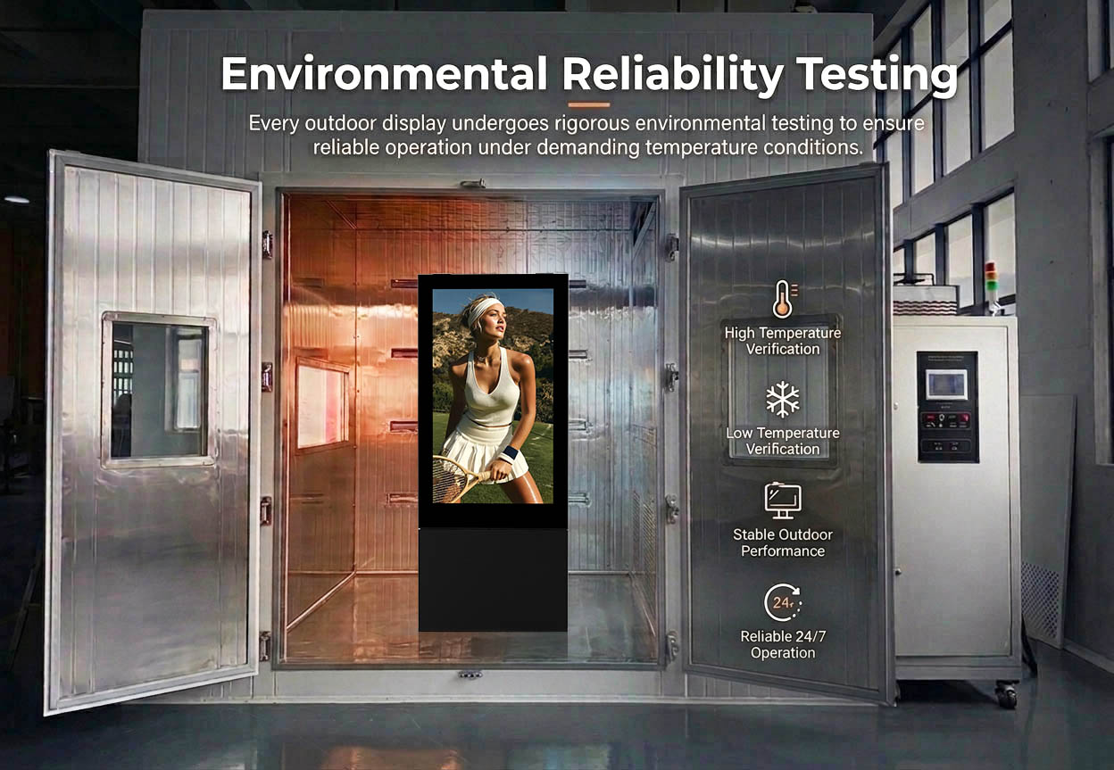 Solar radiation testing for outdoor LCD display reliability validation