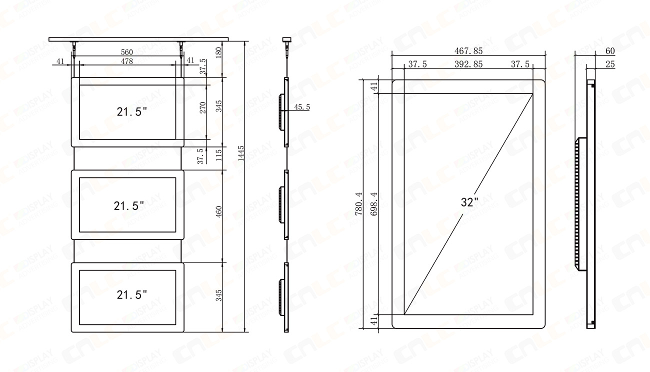 21.5/32 inch display, LCD dimension drawing, product specification