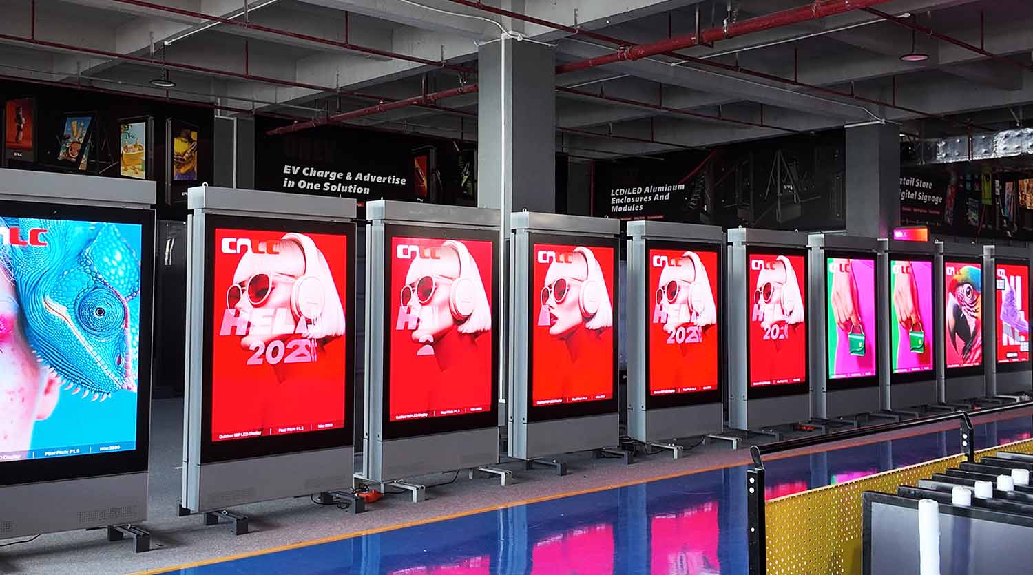 MiP LED outdoor display installed for a digital signage application.